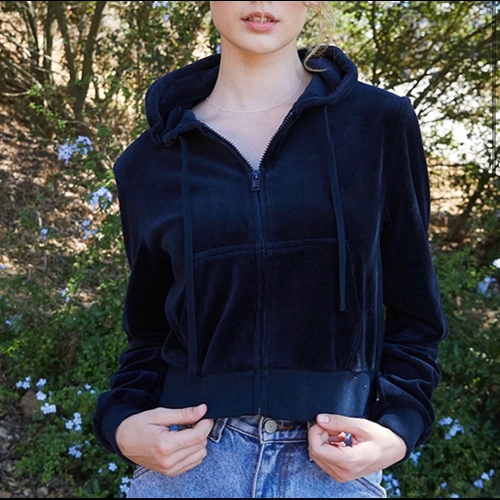 Brandy Melville Velvet Zip Up
